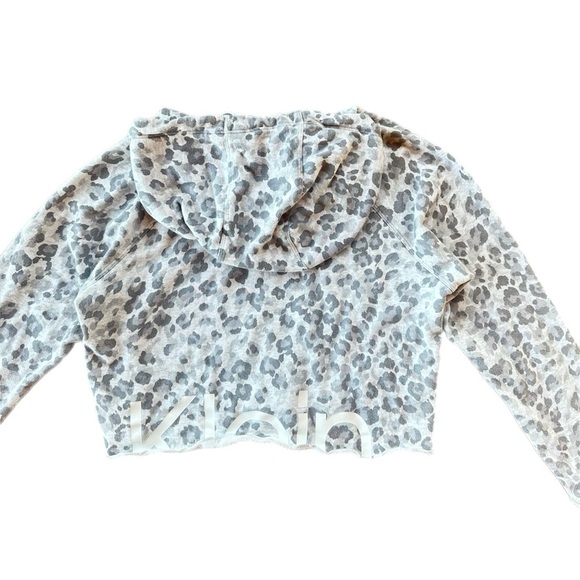 Calvin Klein Women’s Grey Leopard Cropped  Hoodie Sweatshirt Small - Picture 4 of 5
